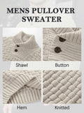 Arcciit Mens Pullover Shawl Collar Cable Knit Sweater Khaki Size 3X-Large by Deal US