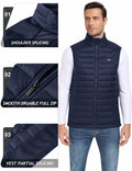 MoFiz Men's Puffer Vest Jacket Windbreak Zipper Sleeveless Navy Size 3X-Large by Deal US