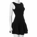 FWSAM Women Sleeveless Mini Dress Crew Neck Ruffle Hem Black Size L by Deal US