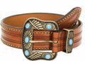 NociHah Adjustable Vintage Western Leather Belt Brown Waist 28-38 by Deal US