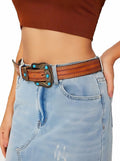 NociHah Adjustable Vintage Western Leather Belt Brown Waist 28-38 by Deal US