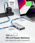 FOLODA USB C HUB 8-in-1 Docking Station HDMI 4K@60Hz Gigabit Ethernet Gray by Deal US