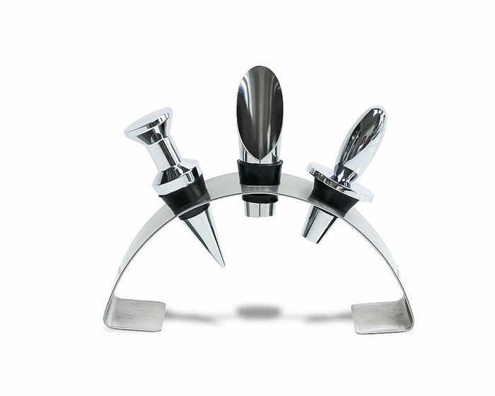 Lutong Brass Wine Bottle Stopper Set with Stainless Steel Pourer & Stand 4pcs by Deal US