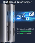 FOLODA USB C HUB 8-in-1 Docking Station HDMI 4K@60Hz Gigabit Ethernet Gray by Deal US