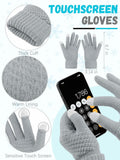 LOROME Winter Beanie Hat Scarf Gloves Set Light Gray Acrylic Size 5 1/8-7 7/8 by Deal US