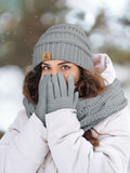 LOROME Winter Beanie Hat Scarf Gloves Set Light Gray Acrylic Size 5 1/8-7 7/8 by Deal US