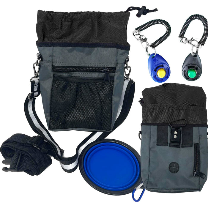 Jalousie Dog Training Pouch with Clicker & Water Bowl 5 Ways to Wear Grey by Deal US