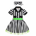 IDOPIP Toddler Girls Black White Striped Dress with Headband & Belt 4-5Y by Deal US