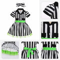 IDOPIP Toddler Girls Black White Striped Dress with Headband & Belt 4-5Y by Deal US