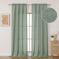 OVZME Green Curtains 40x96in 2 Panels Light Filtering Faux Linen Set by Deal US