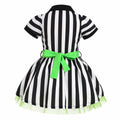 IDOPIP Toddler Girls Black White Striped Dress with Headband & Belt 4-5Y by Deal US