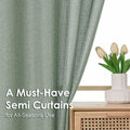 OVZME Green Curtains 40x96in 2 Panels Light Filtering Faux Linen Set by Deal US