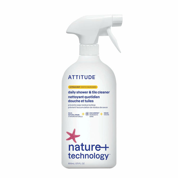 ATTITUDE Shower & Tile Cleaner Citrus Zest, EWG Verified, 27.1 Fl Oz by Deal US