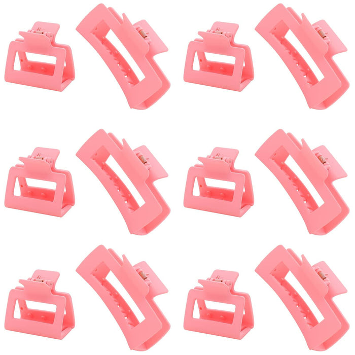 Alemaky 12 Pack Pink Square Rectangle Hair Claw Clips Non-slip Matte OPEN BOX by Deal US