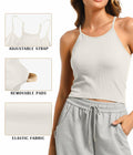 OVESPORT 2Pack Workout Tank Tops Women Built-in Bra Seamless Red+White XL by Deal US
