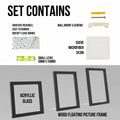 Latile Floating Picture Frames 3 Pc Glass Large Square Black UV Protection by Deal US