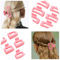 Alemaky 12 Pack Pink Square Rectangle Hair Claw Clips Non-slip Matte OPEN BOX by Deal US
