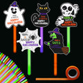 Realspring 24 Pcs Halloween Glow Sticks Purple Green Orange 0.4x7.8 Inch by Deal US