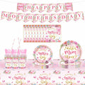 Janinus 162PCS Mothers Day Party Supplies Banner Tablecloth Heart Floral by Deal US