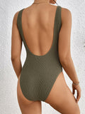 Dixperfect Women’s Retro High Cut One Piece Swimsuit Army Green XXL by Deal US