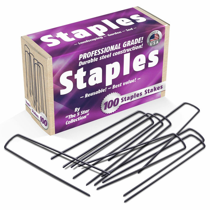 The 5 Star Collection 100 Galvanized Landscape Staples Heavy Duty Garden Stakes by Deal US