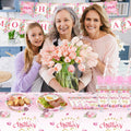 Janinus 162PCS Mothers Day Party Supplies Banner Tablecloth Heart Floral by Deal US