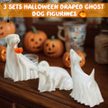 Roowest Light Up Halloween Ghost Dog Figurines Set of 3 White by Deal US