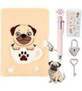 PrinBarBee French Bulldog Diary with Lock Plush 160 Pages Multicolor Pen by Deal US