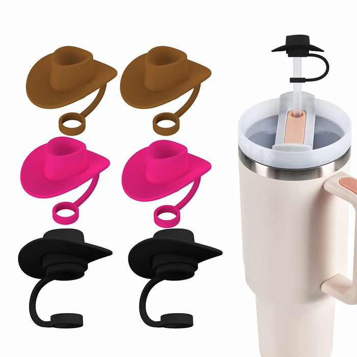 Zhoxod 6PCS Silicone Straw Covers Caps for 40oz Stanley Cups Cowboy Hat Color by Deal US