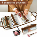 voioe Travel Makeup Organizer Bag Foldable Toiletry Large Capacity Brown by Deal US