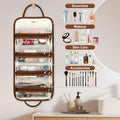 voioe Travel Makeup Organizer Bag Foldable Toiletry Large Capacity Brown by Deal US
