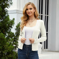 OPREXO Women's Ribbed Knit V Neck Button Down Cropped Cardigan White Size L by Deal US