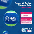 My Pet & Me Dog Tennis Balls 2.5-Inch Soft Lightweight Indoor Outdoor 4 Pack by Deal US
