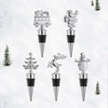 MANTIANJIN Christmas Wine Bottle Stoppers 5-Pack Zinc Alloy Silicone Silver by Deal US