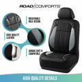 Road Comforts Breathable Leather Car Seat Covers Front Seats Airbag Safe Gray by Deal US