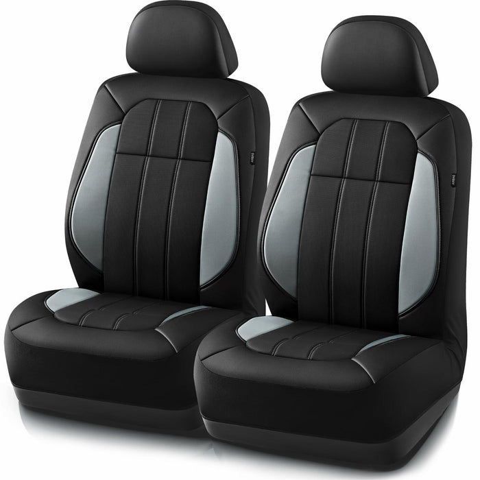 Road Comforts Breathable Leather Car Seat Covers Front Seats Airbag Safe Gray by Deal US