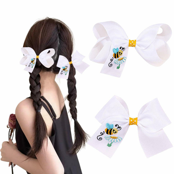 XEININVU Bee Hair Clips Toddler Girls Bowknot Hair Barrettes Yellow White 2PCS by Deal US