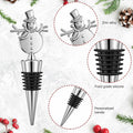 MANTIANJIN Christmas Wine Bottle Stoppers 5-Pack Zinc Alloy Silicone Silver by Deal US