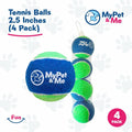 My Pet & Me Dog Tennis Balls 2.5-Inch Soft Lightweight Indoor Outdoor 4 Pack by Deal US