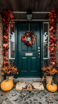 TopXmai Chinoiserie Pumpkin Door Mat 17x30 Blue White Orange Indoor Outdoor by Deal US