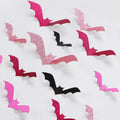 Sursurprise 48PCS 3D Halloween Bat Wall Stickers Pink Black Hot Pink Decor by Deal US