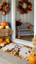 TopXmai Chinoiserie Pumpkin Door Mat 17x30 Blue White Orange Indoor Outdoor by Deal US