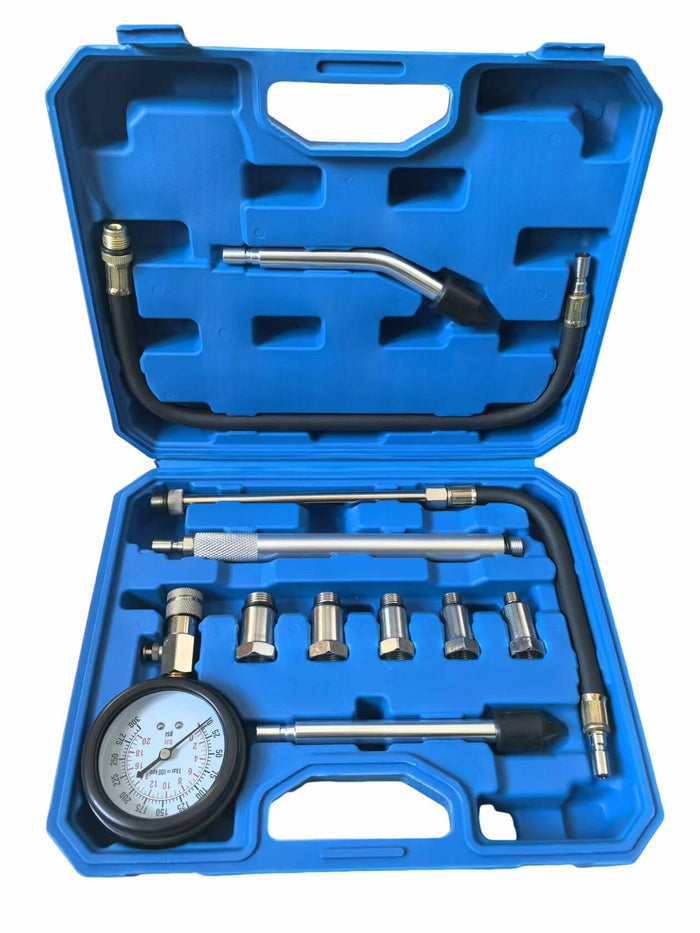 ZEAJSRU Engine Cylinder Compression Tester Kit Dual Fuel Vacuum Gauge Blue by Deal US
