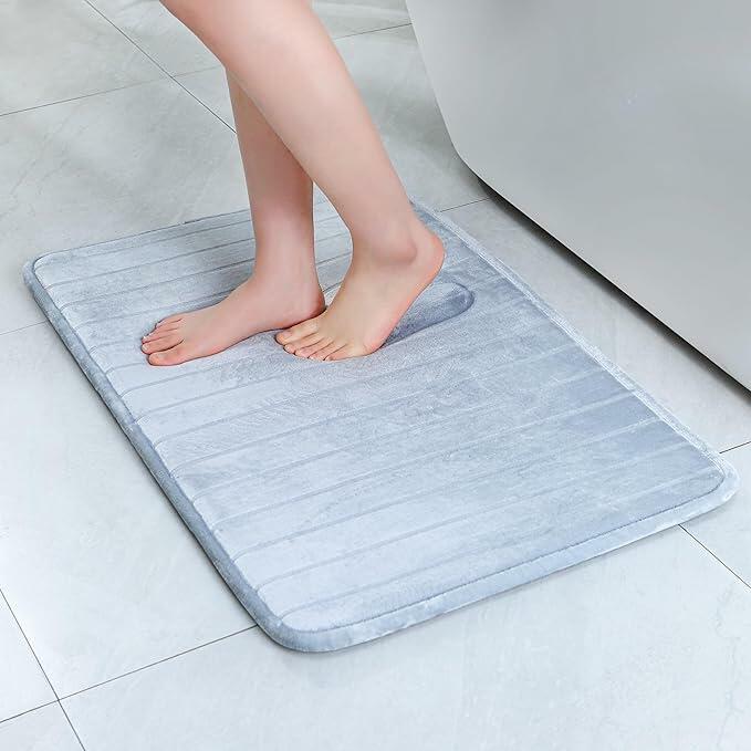 SWEMSTAR Bathroom Rugs 2pcs Memory Foam Quick-Dry Gray 17x24 + 20x32 by Deal US