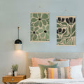 HRQKO Boho Black Flowers Wall Art Set of 2 Wooden Frames 16x24 Inch by Deal US
