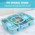 Caperci Snackle Box Large 10-Compartment Tray with Lid Handle Blue by Deal US