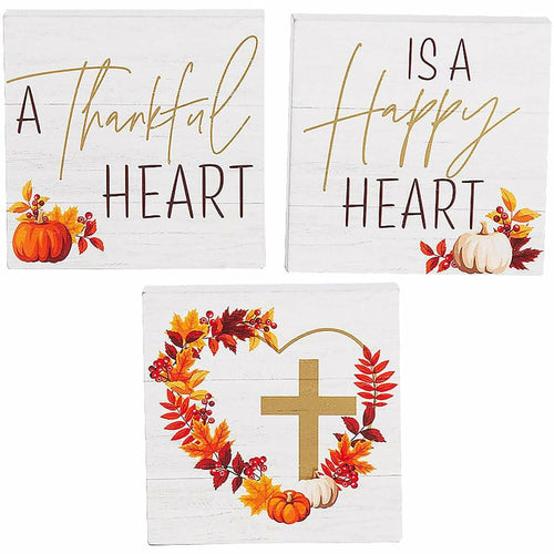 Colorful Religious Tabletop Decorations Set of 3 5x1x5 Inches Fall Decor by Deal US