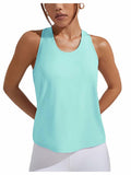 OYOANGLE Women's Sleeveless Racer Back Sports Tank Top Light Blue Size XL by Deal US