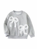 SOLY HUX Toddler Girl Crewneck Sweatshirt Grey Bows Graphic Size 5T by Deal US