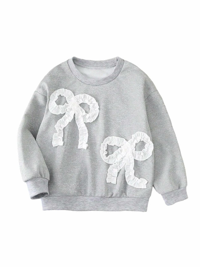 SOLY HUX Toddler Girl Crewneck Sweatshirt Grey Bows Graphic Size 5T by Deal US
